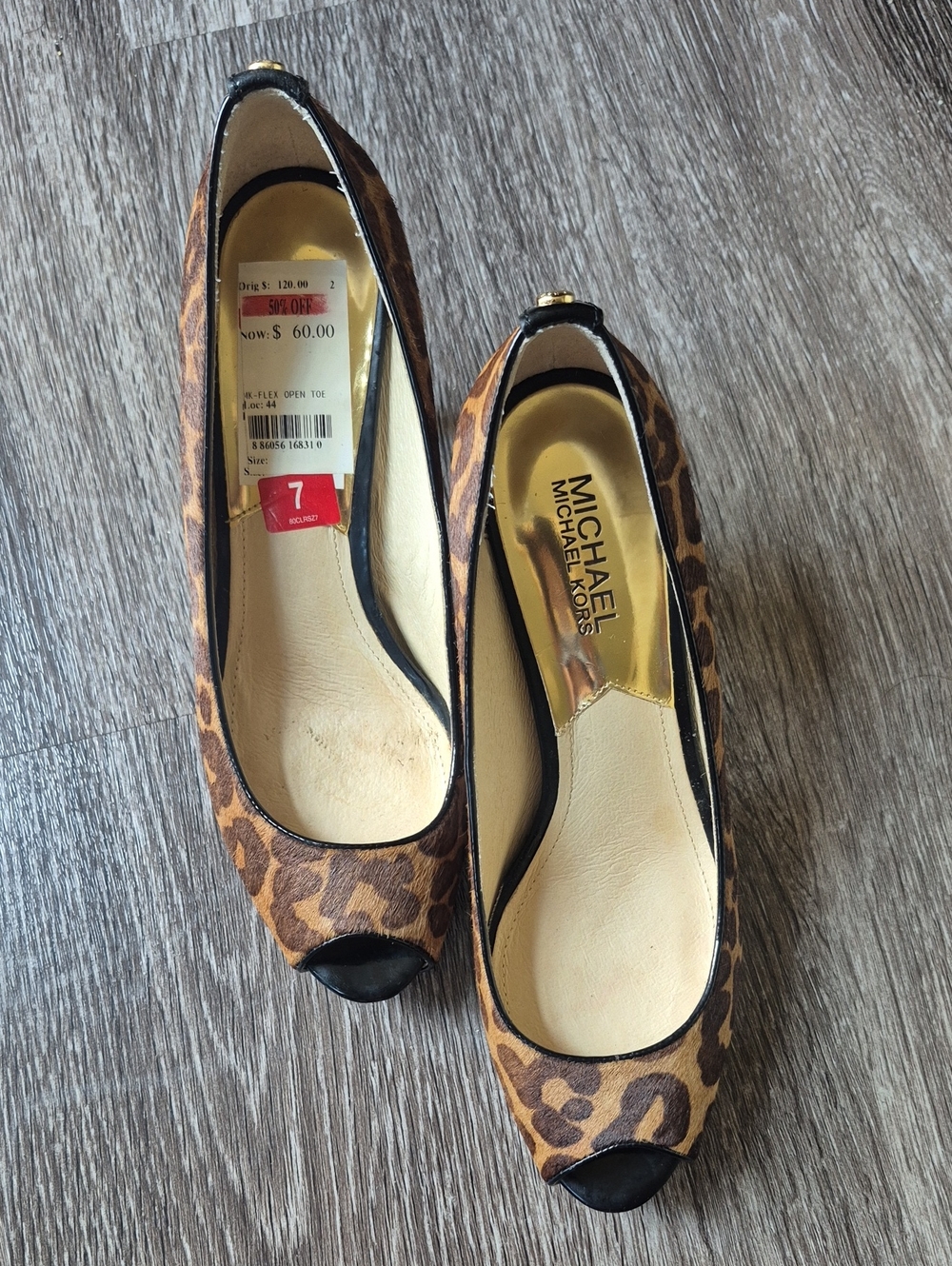 Michael Kors Leopard Print Peep-Toe Heels - Brown